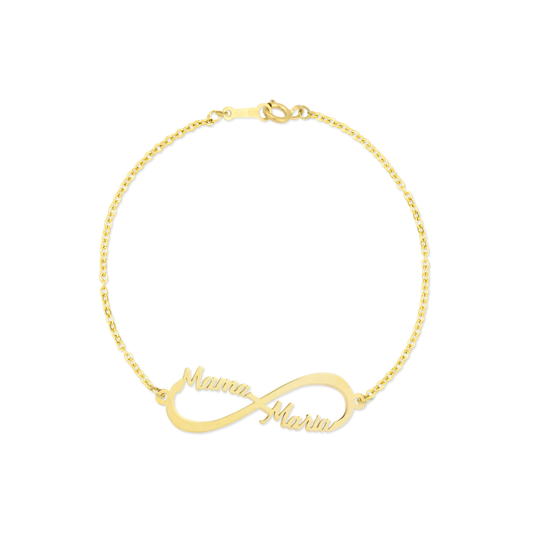 INFINITO name bracelet with 2 names 750 yellow gold