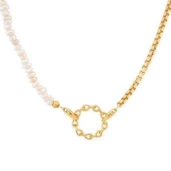 Sterling silver gold-plated pearl necklace
